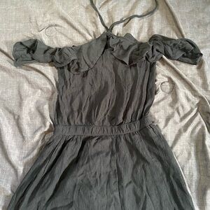 Forever 21 Gray Ruched Puff Sleeve Sundress